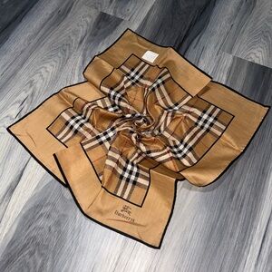 Vintage Burberry Tan & Black Nova Check Cotton Handkerchief